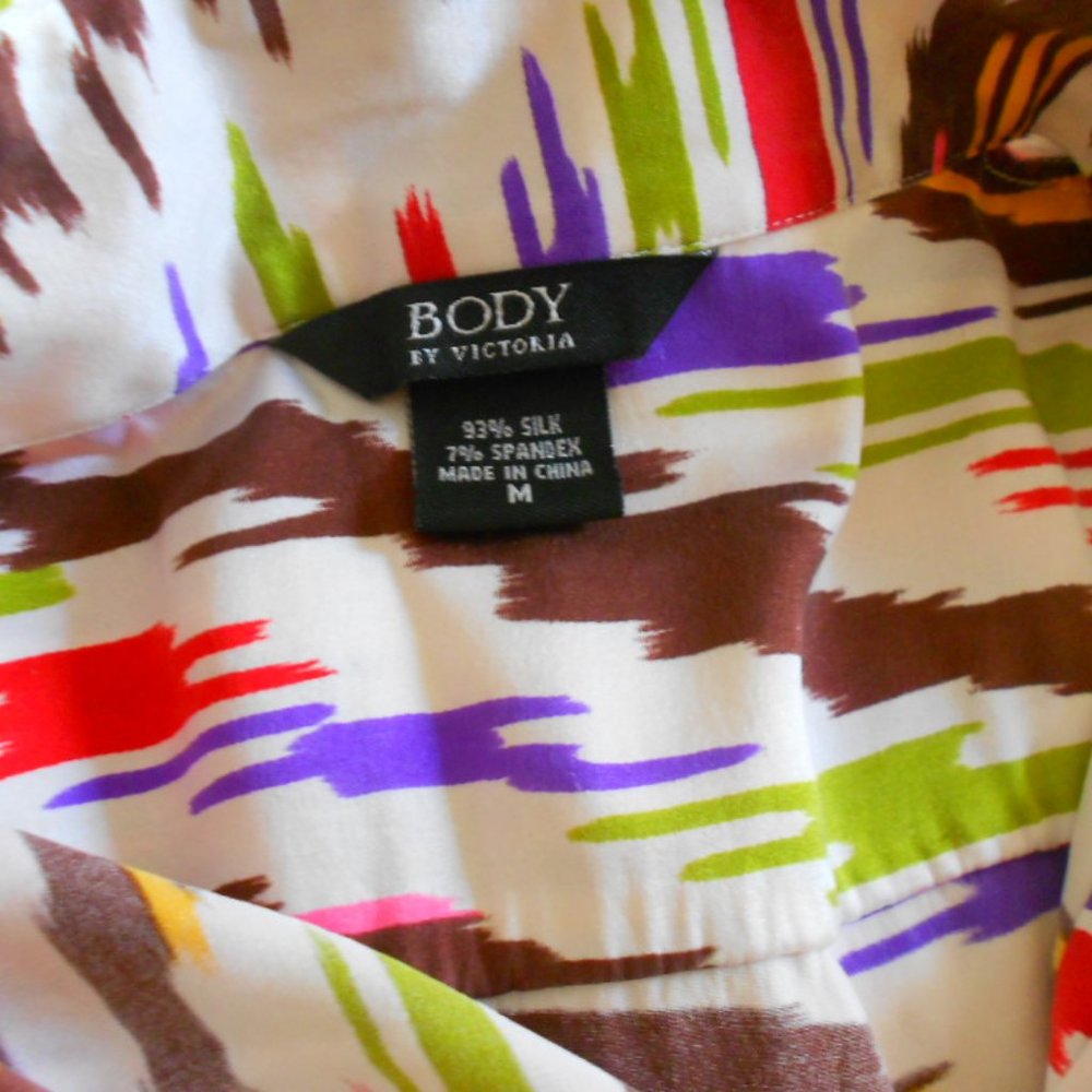 Vintage Victoria Secret Print Silk Blouse, size medium